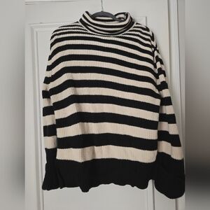 & Other Stories Oversized Black and Cream Striped Sweater